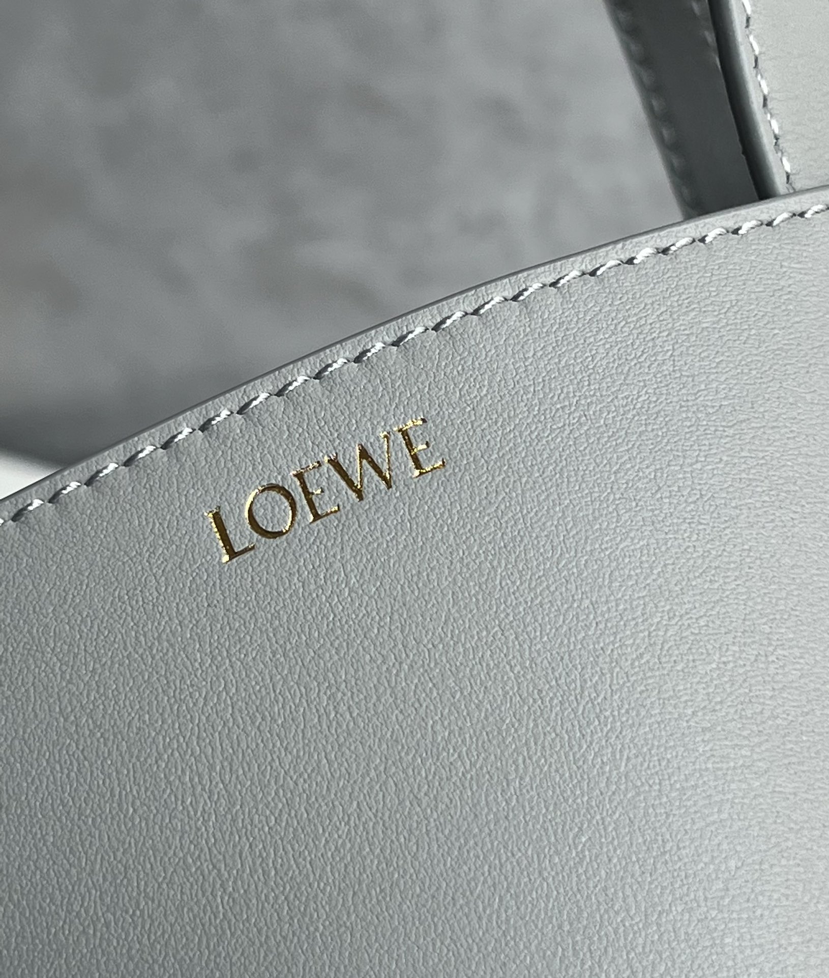 Loewe Mini Puzzle Fold Tote in Shiny Calfskin Grey/Dark Grey